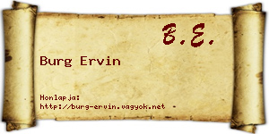 Burg Ervin névjegykártya